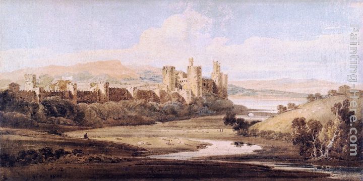Castle Conway from the River Gyffin painting - Thomas Girtin Castle Conway from the River Gyffin art painting